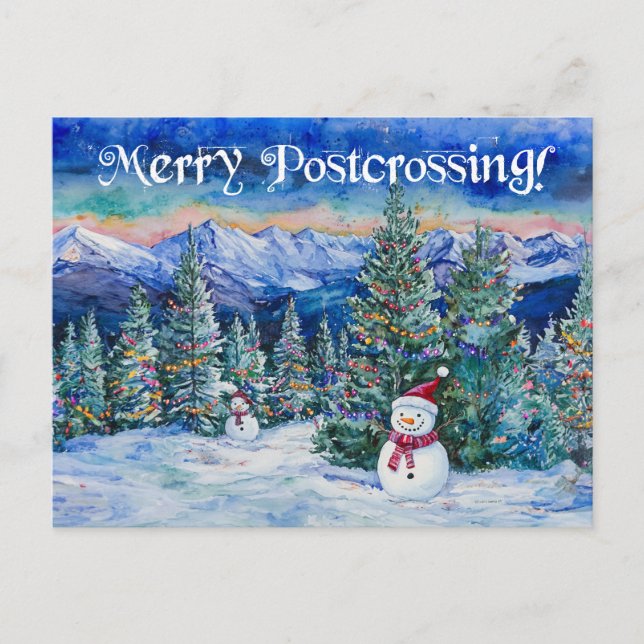 Postal Merry Posttravesar Snowman - Postcard (Anverso)