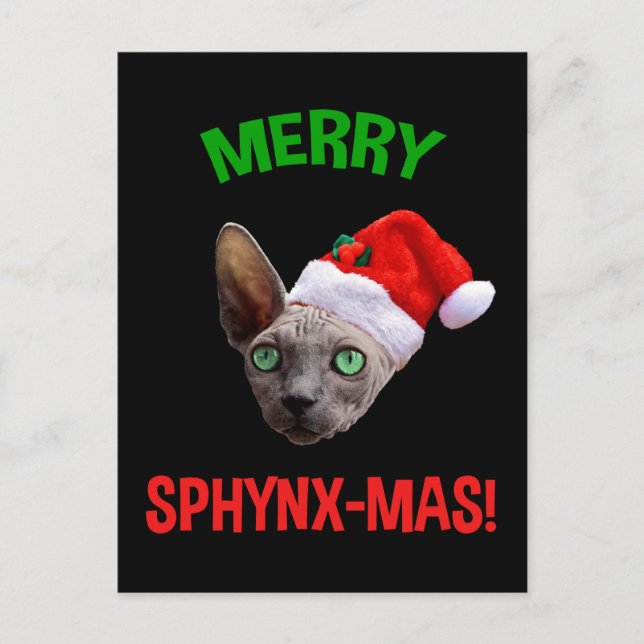 Postal Merry Sphynx-Mas Navidades divertidos Sphynx Cat L (Anverso)