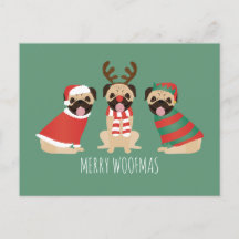 Merry Woofmas Pug Dogs