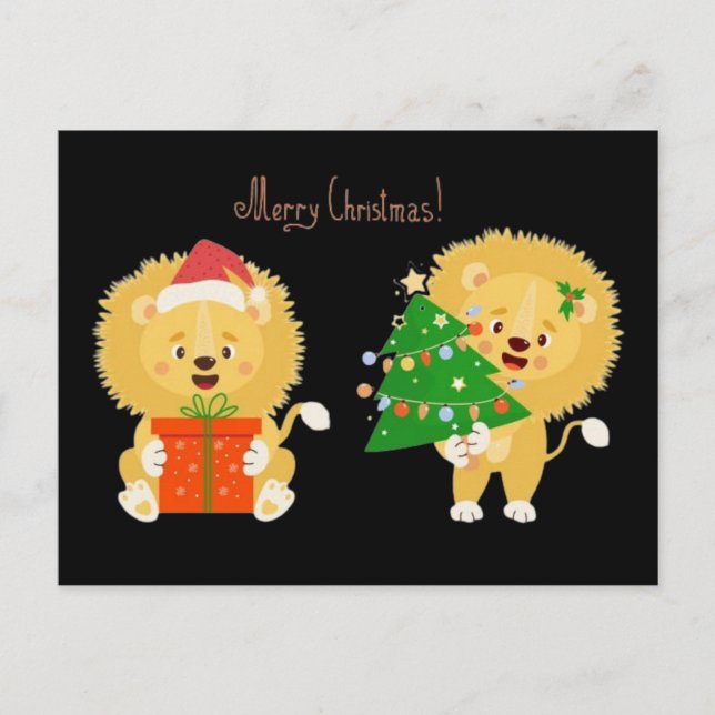 Postal Merry Xmas Lion Cubs (Anverso)