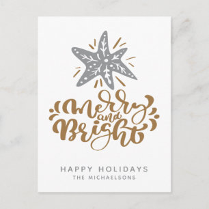 Postal Merry y Bright   Felices fiestas
