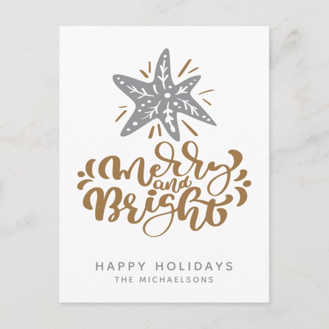 Postal Merry y Bright | Felices fiestas (Anverso)