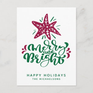 Postal Merry y Bright   Felices fiestas