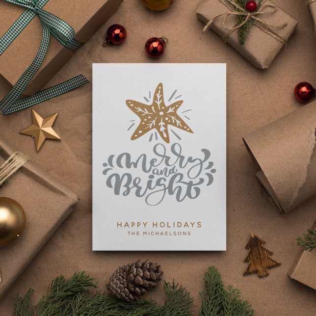 Postal Merry y Bright | Felices fiestas (Subido por el creador)