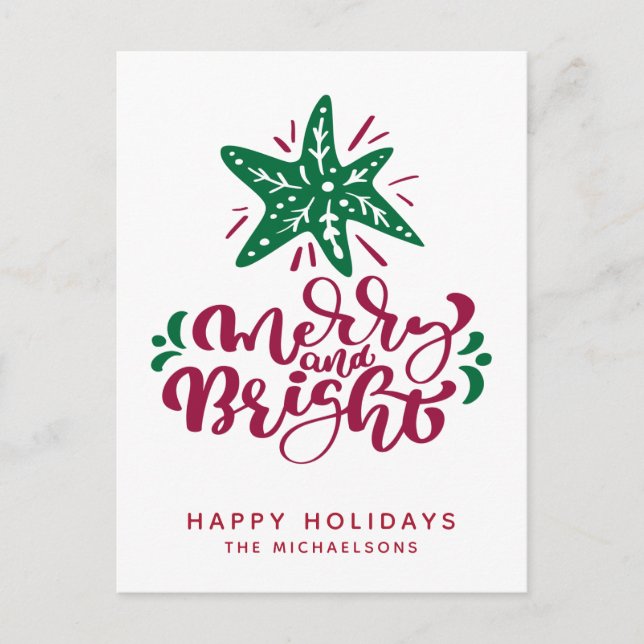 Postal Merry y Bright | Felices fiestas (Anverso)