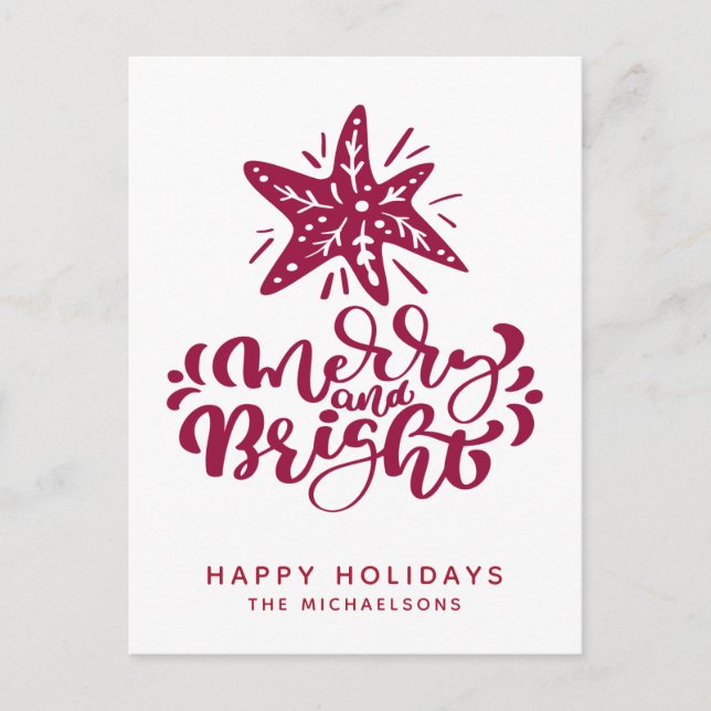 Postal Merry y Bright | Felices fiestas (Anverso)