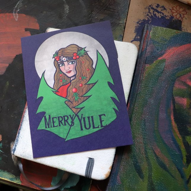 Postal Merry Yule Goddess Art Pagan (Subido por el creador)