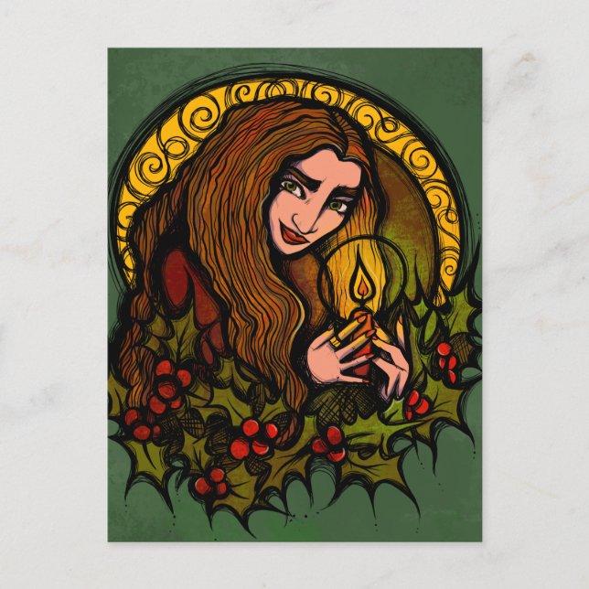 Postal Merry Yule Witch (Anverso)