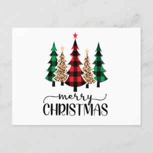 Postal MerryChristmas Tree Red Green Buffalo a la moda