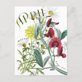 Postal Mes de Abril Flores Dulce Pea Daisy Fancy