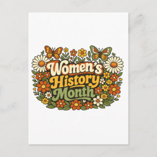 Postal Mes de la Historia de la Mujer Retro 70s Floral Gr