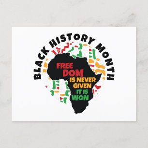 Postal Mes de la Historia Negra La libertad nunca se da,