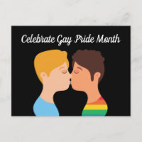 Mes del Orgullo Gay Dos muchachos besan dibujo hom