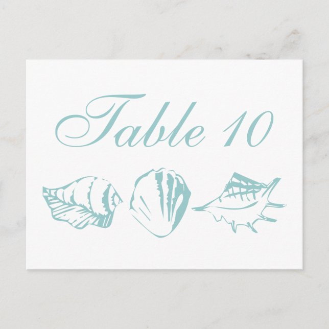 Postal Mesa de bodas de playa Número de casetas azules (Anverso)