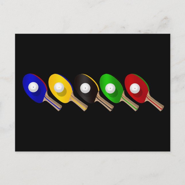 Postal Mesa de ping pong Bat and Ping Pong Ball (Anverso)