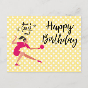 Postal Mesa de tenis de ping pong cumpleaños chica 