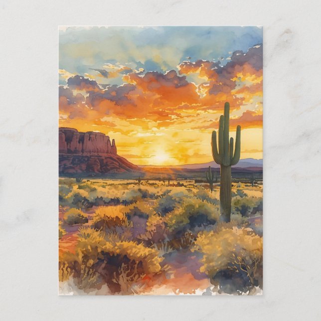 Postal Mesa del desierto del suroeste y puesta de sol de  (Anverso)