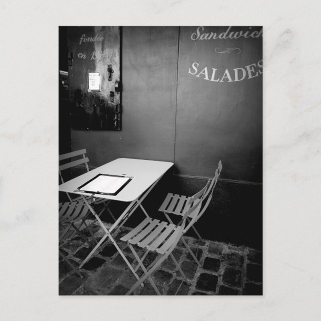 Postal Mesa y sillas de café de París (Anverso)