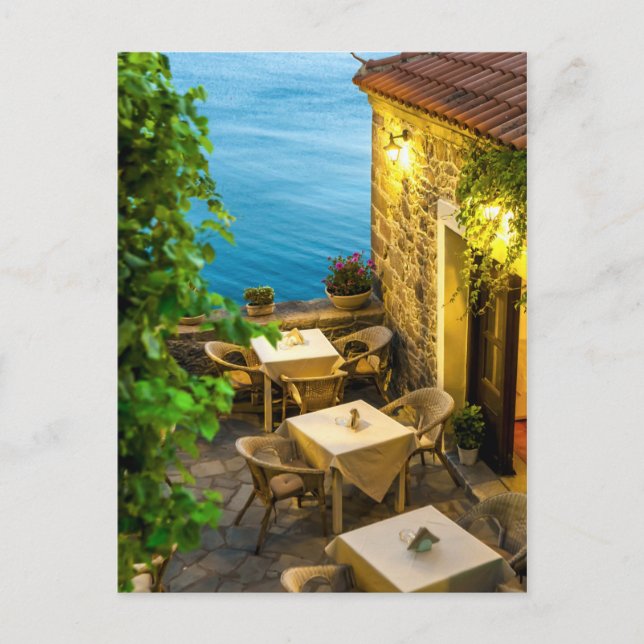 Postal Mesas al aire libre en el restaurante (Anverso)