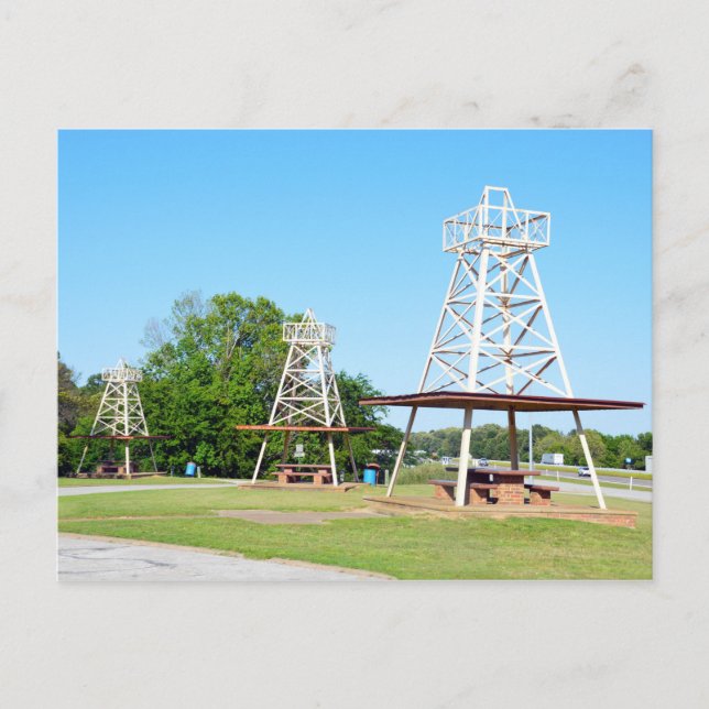 Postal Mesas de picnic de Derrick Oil, autopista I-20, Te (Anverso)
