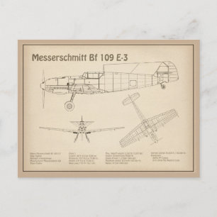 Postal Messerschmitt Bf 109 - Airplane Blueprint SD