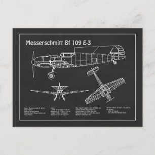 Postal Messerschmitt Bf 109 - Avión Blueprint PD