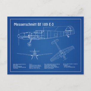 Postal Messerschmitt Bf 109 - Plano aéreo AD