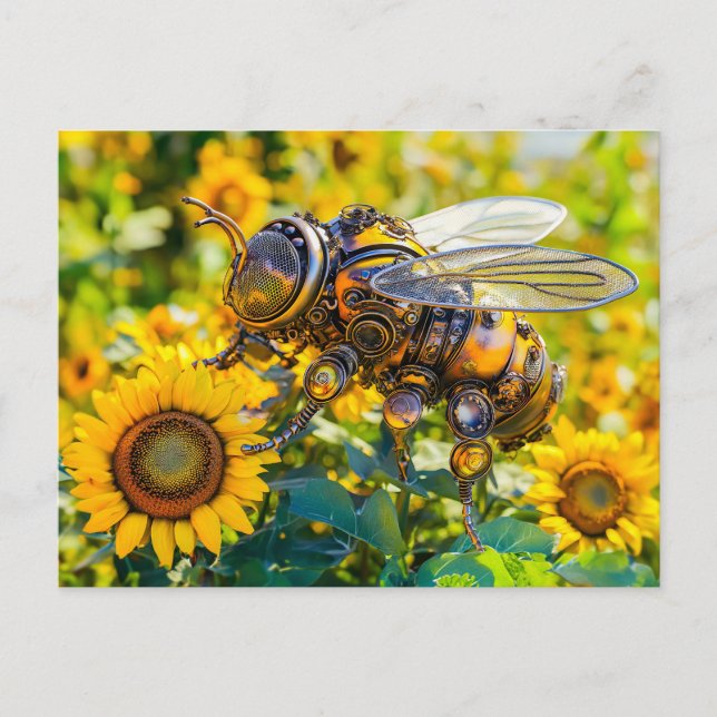 Postal Metal Bumblebee on Sunflower in Summer (Anverso)