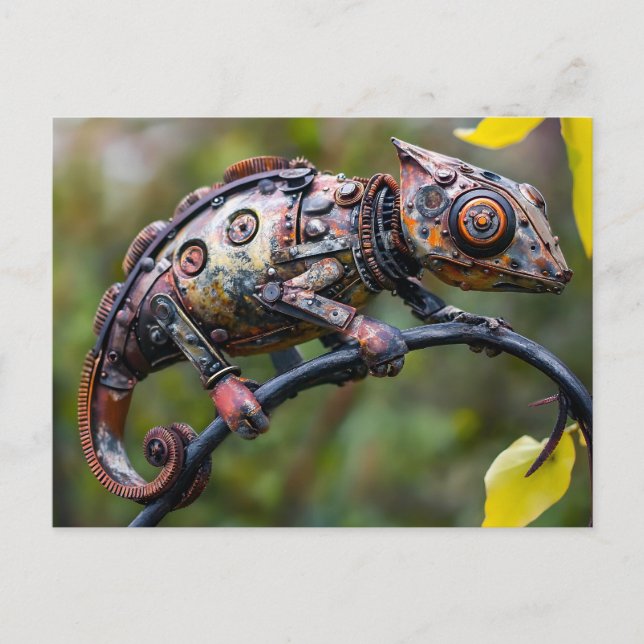 Postal Metal Chameleon on Branch twig sitting (Anverso)