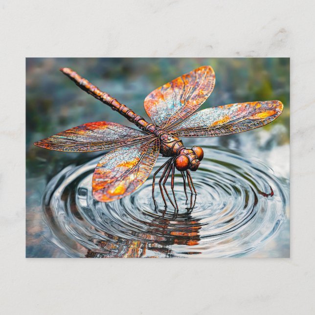 Postal Metal Dragonfly Over Water (Anverso)