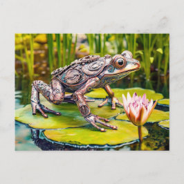 Postal Metal Frog on Water Lily