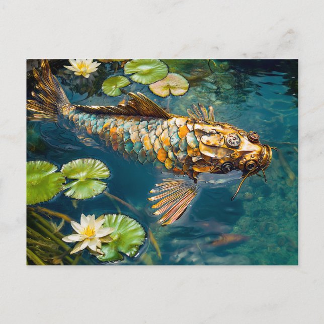 Postal Metal Koi in Pond and water lilith (Anverso)