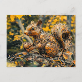 Postal Metal Squirrel on Branch in autumn