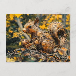 Postal Metal Squirrel on Branch in autumn