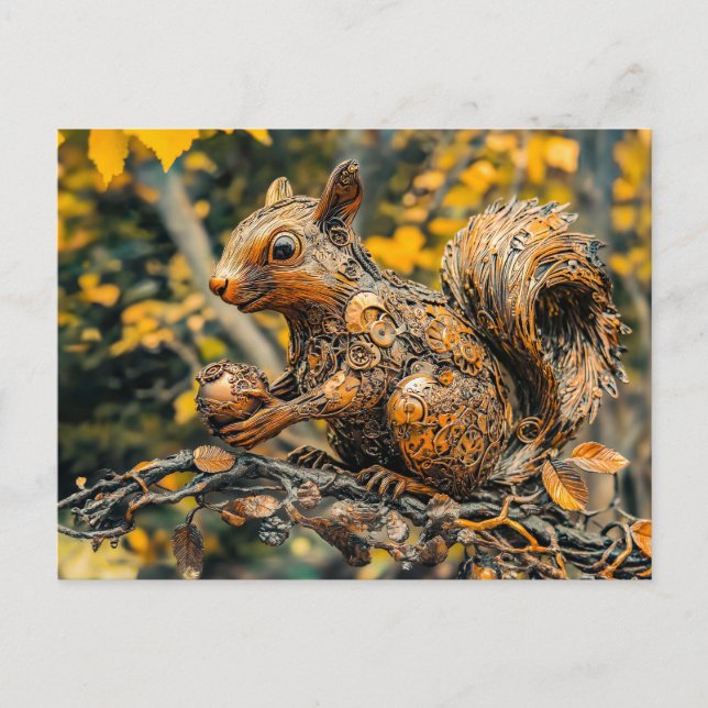 Postal Metal Squirrel on Branch in autumn (Anverso)