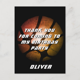 Postal Metallic Orange Basketball Ball Birthday Thank you