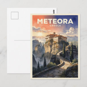 Postal Meteora Grecia Viaje Vintage