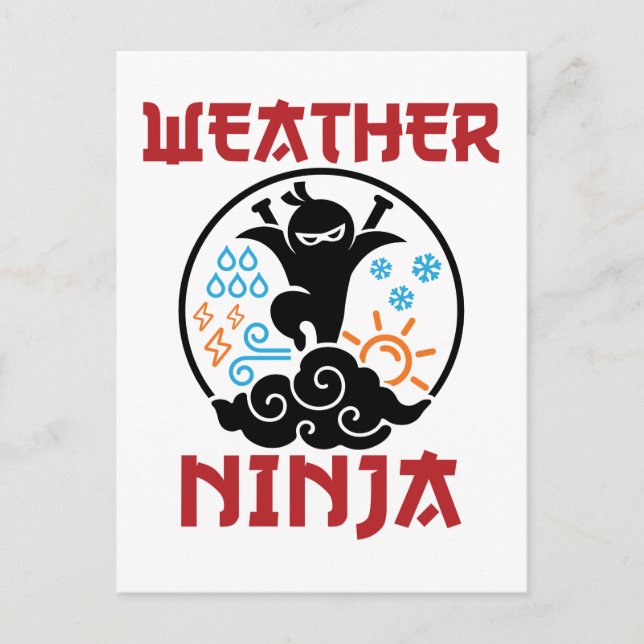 Postal Meteorólogo Ninja Meteorología Weatherman (Anverso)