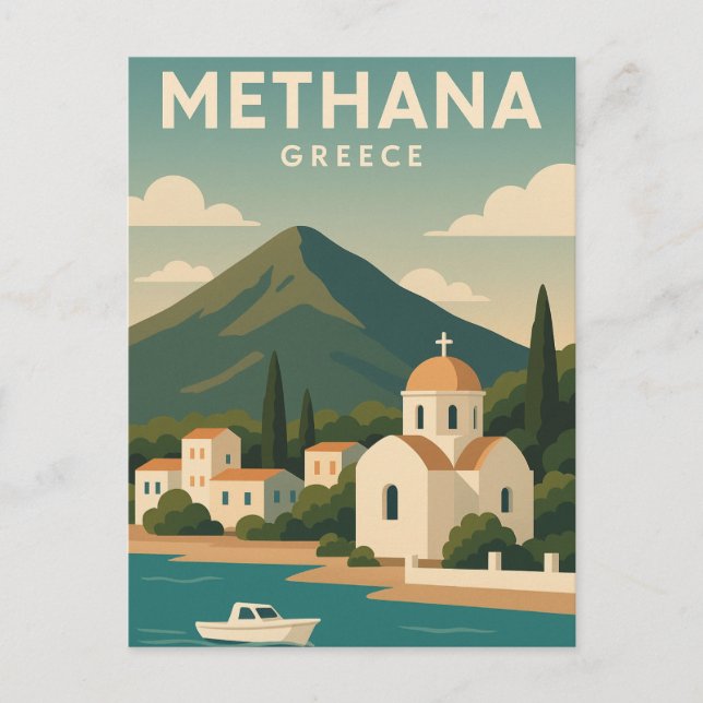 Postal Methana Grecia minimalista (Anverso)