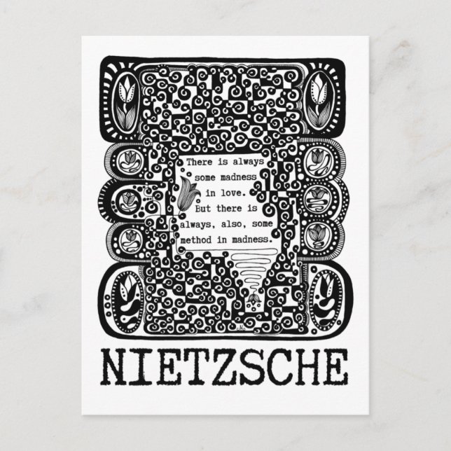 Postal método en la filosofía MADNESS cita de Nietzsche (Anverso)