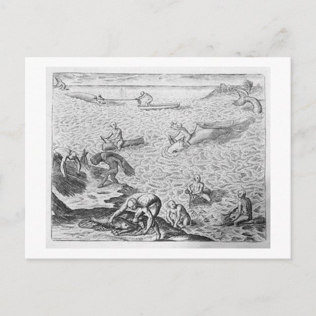 Postal Método indio americano de caza de ballenas, de una (Anverso)