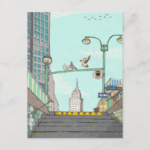 Postal Metro Stop Manhattan NYC Whimsical Ilustracion