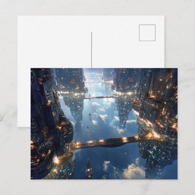 Postal Metrópolis flotante en el cielo (Anverso / Reverso)