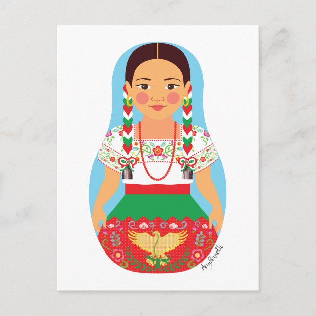 Postal mexicana, China Poblana Matryoshka (Anverso)