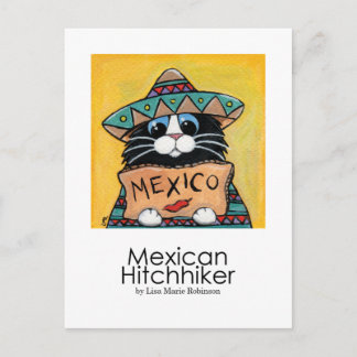 Postal mexicana de arte de un gato caprichoso