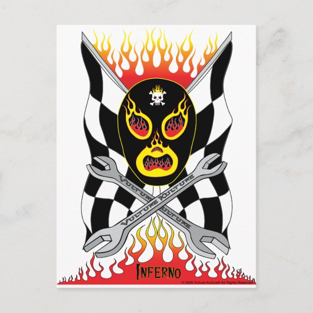Postal mexicana de lucha libre Inferno Luchador (Anverso)