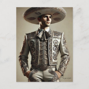Postal Mexicano en disfraz de Charro