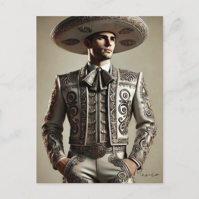 Postal Mexicano en disfraz de Charro (Anverso)