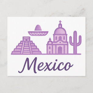 Postal México Acuarela • Arte de Línea Minimalista Méxic