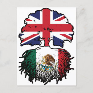 Postal México Bandera de raíces de árboles británicos mex